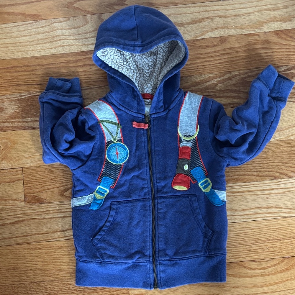 Mini Boden Sherpa lined Hoodie with Fun Straps